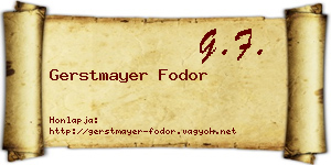 Gerstmayer Fodor névjegykártya